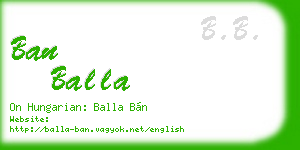 ban balla business card